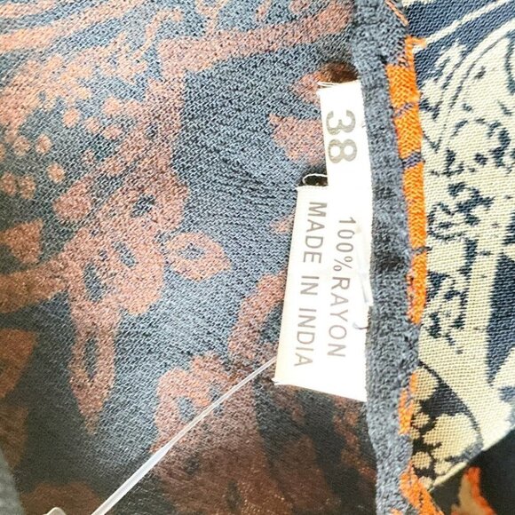 Vintage Bias Cut Paisley  Print Midi Dress w Beaded Detail S - Picture 10 of 10